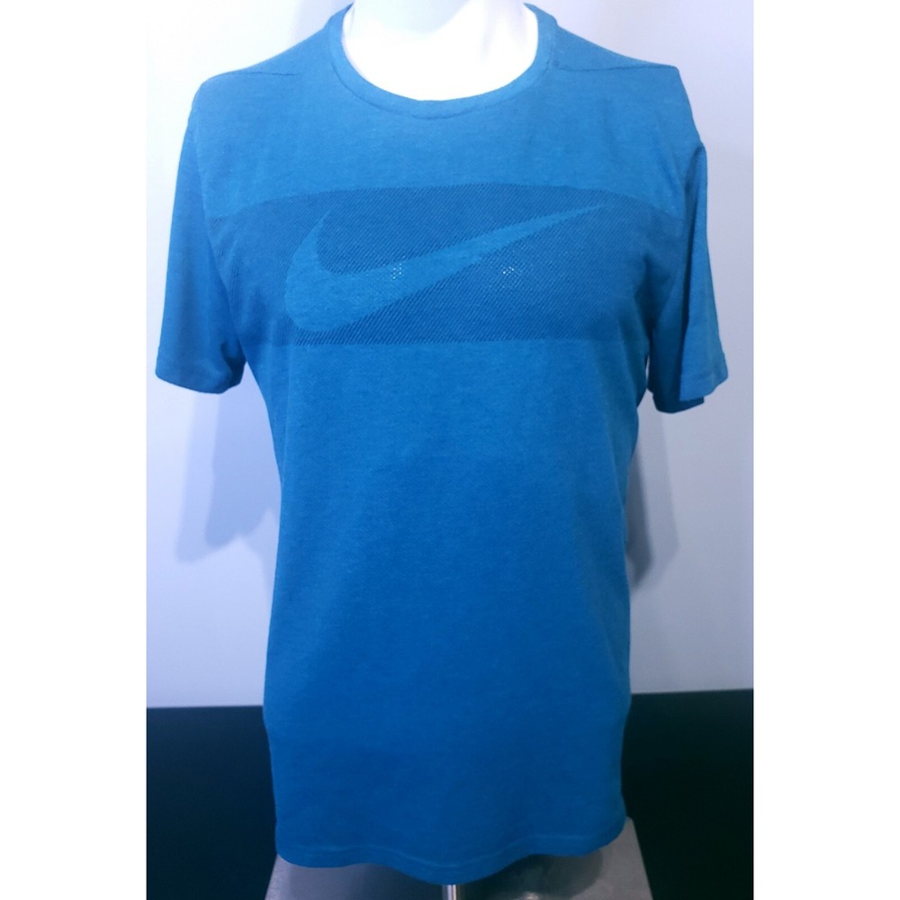Nike Dri-Fit Hyper Dry Mens Blue Size Medium Short Sleeve Swoosh Tee T-Shirt